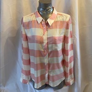 Long sleeve pink an white blouse